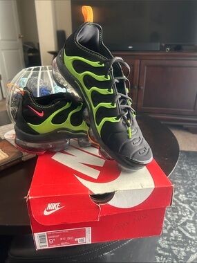 Nike VaporMax Plus Black with Neon Green and Orange Accents